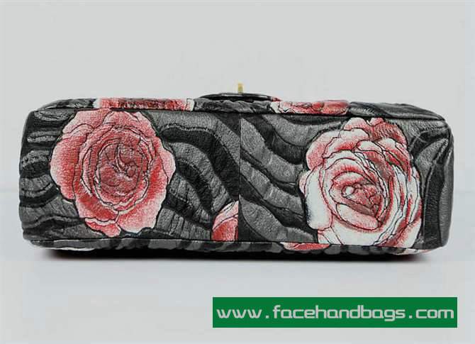 Chanel 2.55 Rose Handbag 50145 Gold Hardware-Black Red